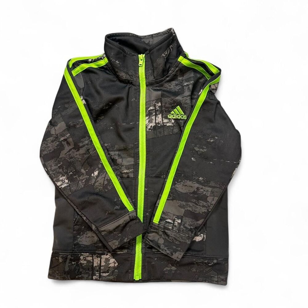 Adidas track Jacket green/grey EUC Camo Boys‎ 3T coat